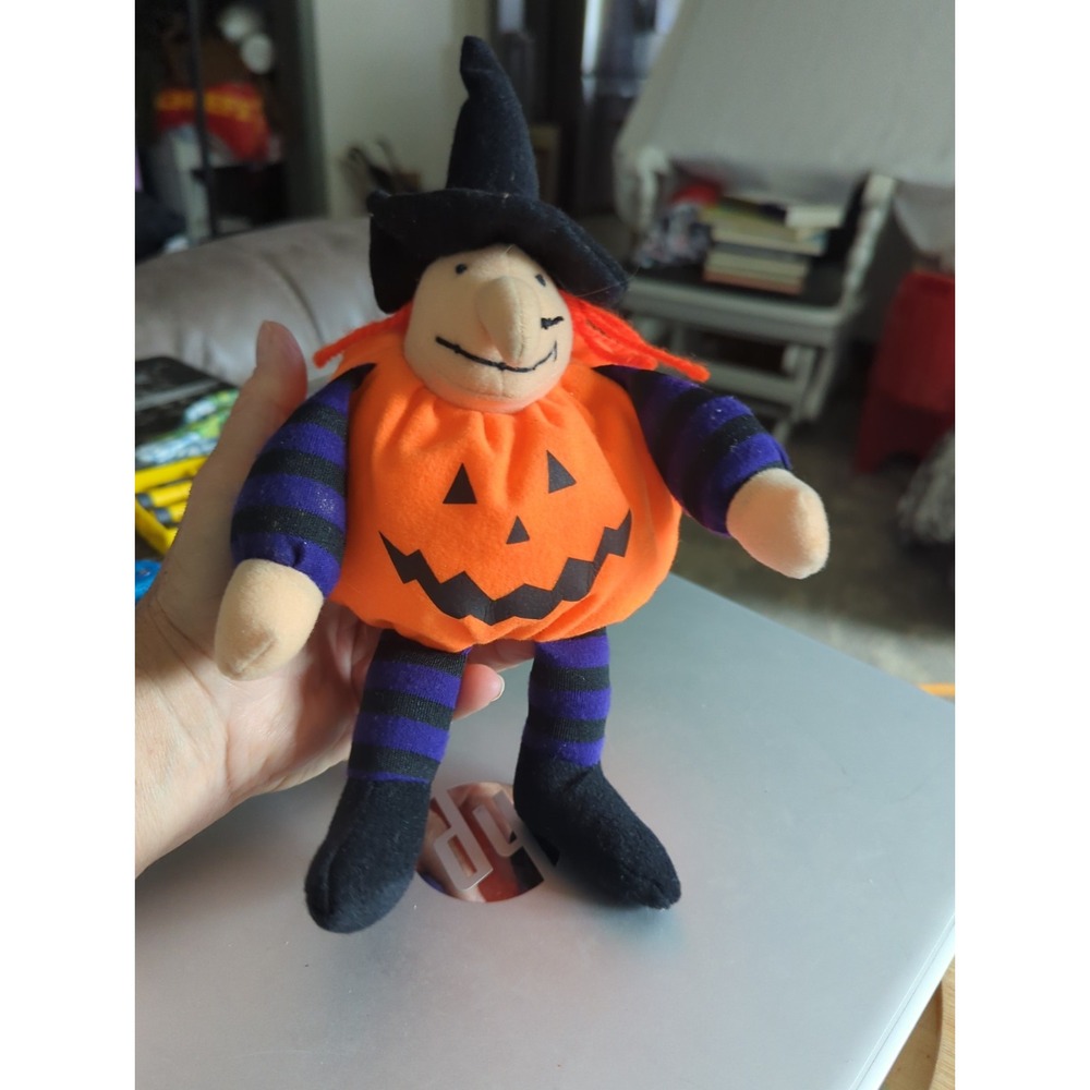 Vintage 1992 People Pals Halloween Jack-O-Lantern Pumpkin Witch Plush Doll